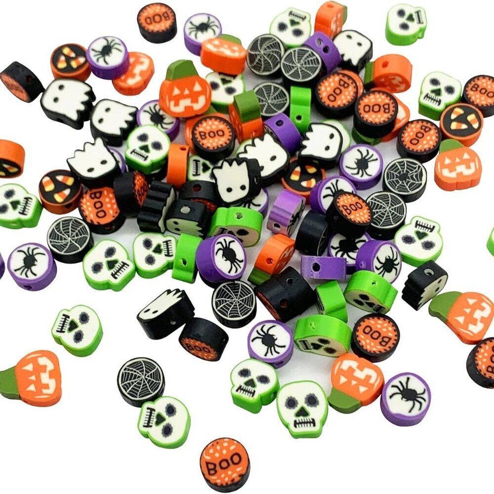 100 Pcs Halloween Polymer Clay Beads Heishi Spacer Beads Supplies for DIY Bracel